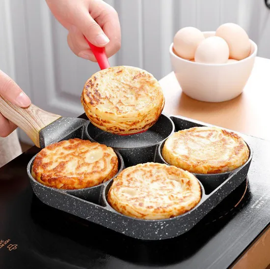 🍳 4-Cup Aluminum Alloy Non-Stick Egg Frying Pan – Multifunctional Omelette Pan with Soft-Touch Handle