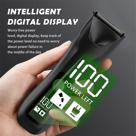 Men's Electric Body Trimmer & Groin Hair Groomer - Waterproof Pubic Hair Shaver with LCD Power Indicator