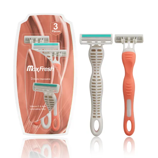 MaxFresh Ladies' 3-Blade Disposable Shaving Stick - 3 Count, Vitamin E & Aloe Infused for Smooth, Irritation-Free Skin
